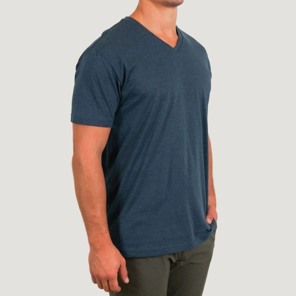 FRESH CLEAN TEES MEN'S V-NECK TEE SHIRT , NAVY